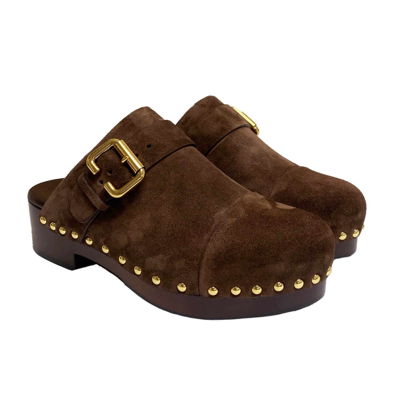 Visuel 2 : Collection Chloé Bordeaux | Chaussures sabot Jeannette en veau velours marron| Boutique Luxe Parenthese Bordeaux