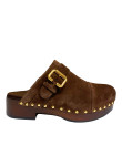 Visuel 1 : Collection Chloé Bordeaux | Chaussures sabot Jeannette en veau velours marron| Boutique Luxe Parenthese Bordeaux