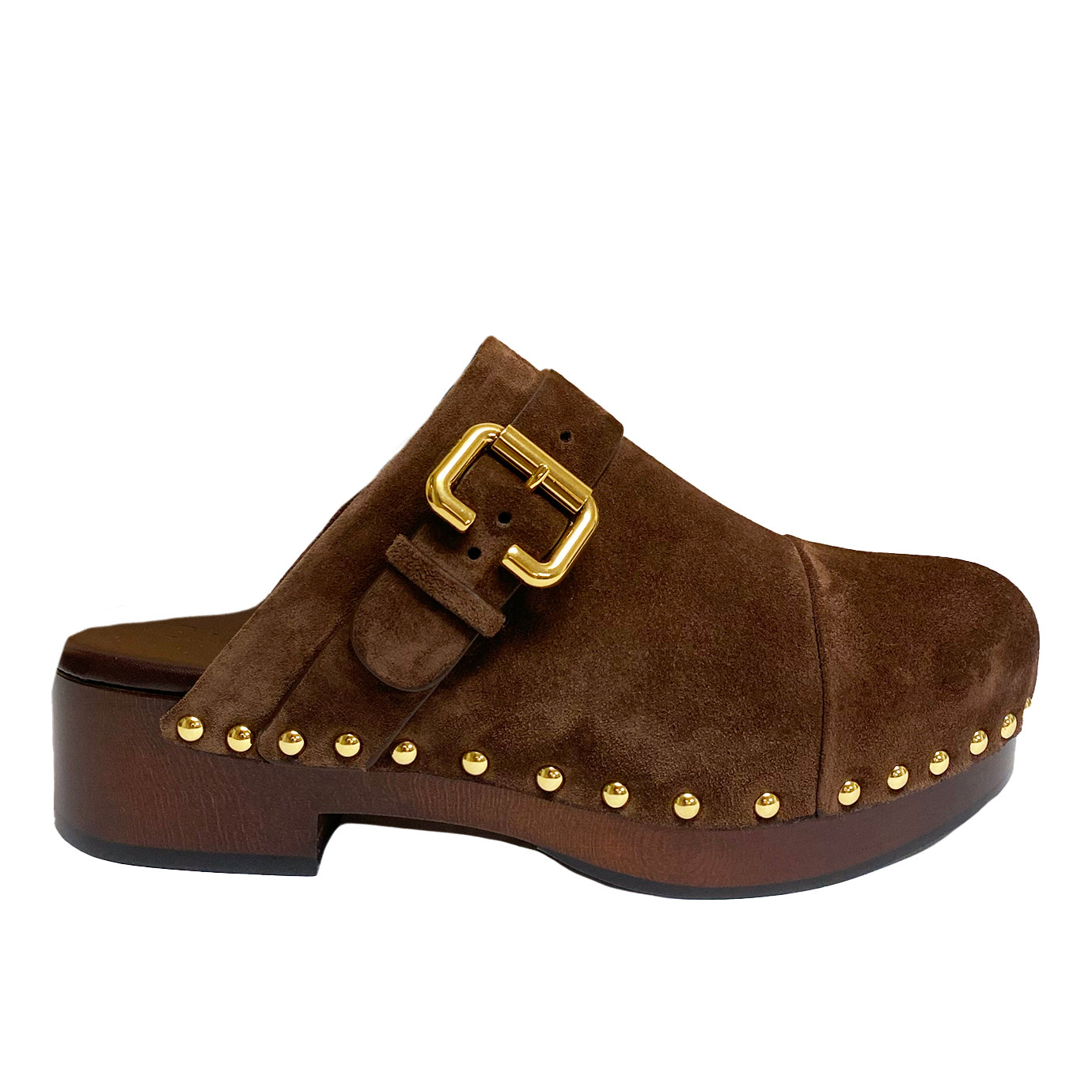 Visuel 1 : Collection Chloé Bordeaux | Chaussures sabot Jeannette en veau velours marron| Boutique Luxe Parenthese Bordeaux