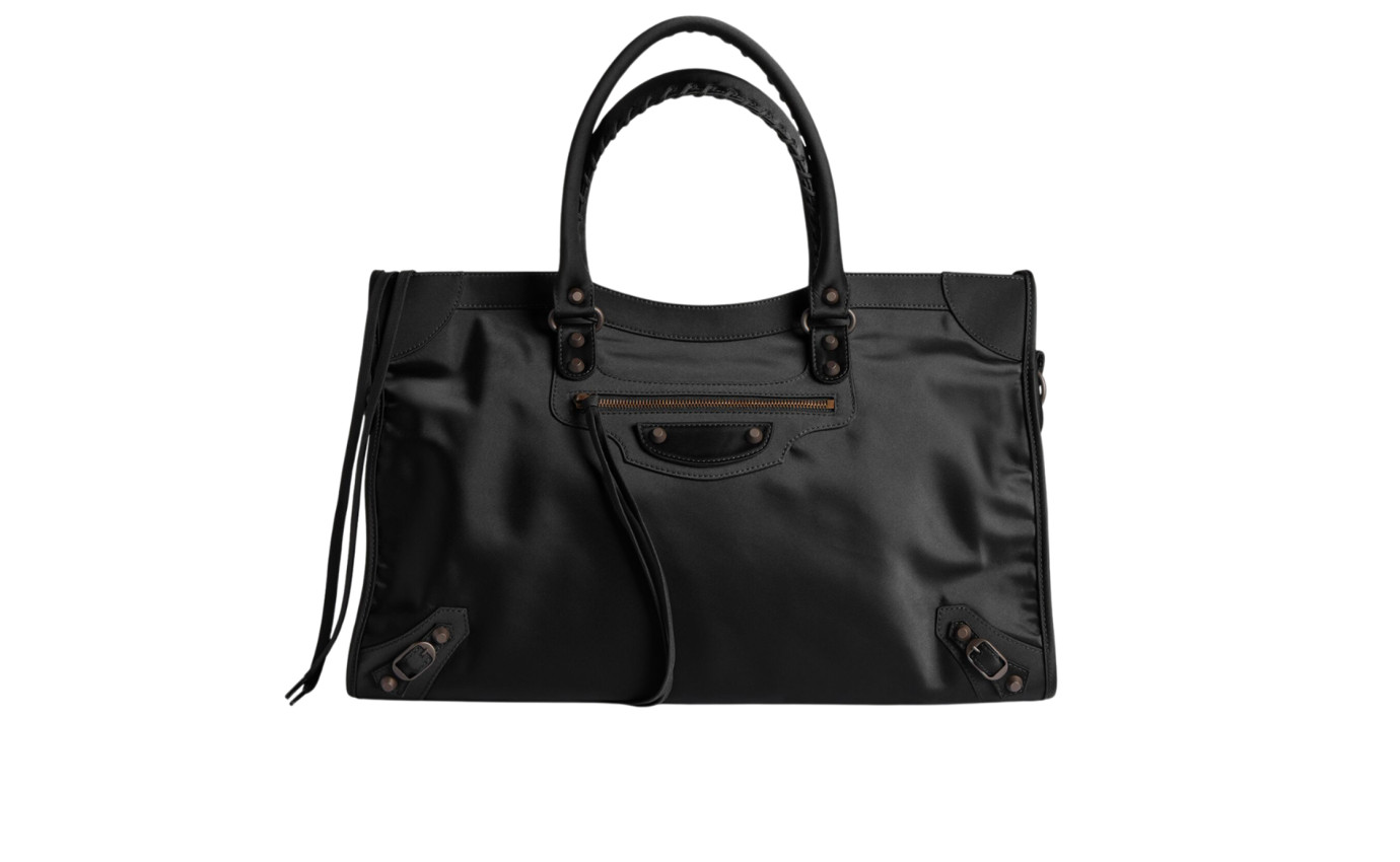 Visuel 1 : Collection Balenciaga Bordeaux | Sac Le City Large Nylon noir| Sac de Luxe Parenthese Bordeaux