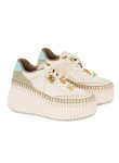 Visuel 2 : Collection Chloé Bordeaux | Sneakers Nama compensée kaki et bleu | Boutique de chaussures de Luxe Parenthese Bordeaux