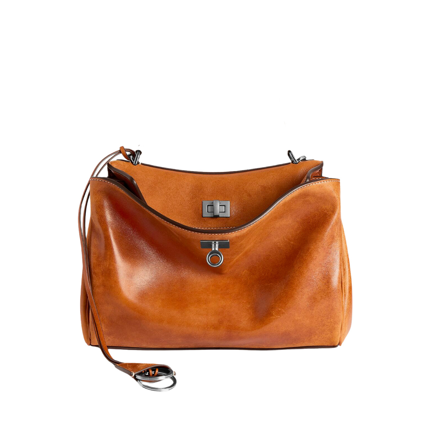 Visuel 1 : Collection Balenciaga Bordeaux | Sac Rodeo small en cuir tan cowboy| Sac de Luxe Parenthese Bordeaux