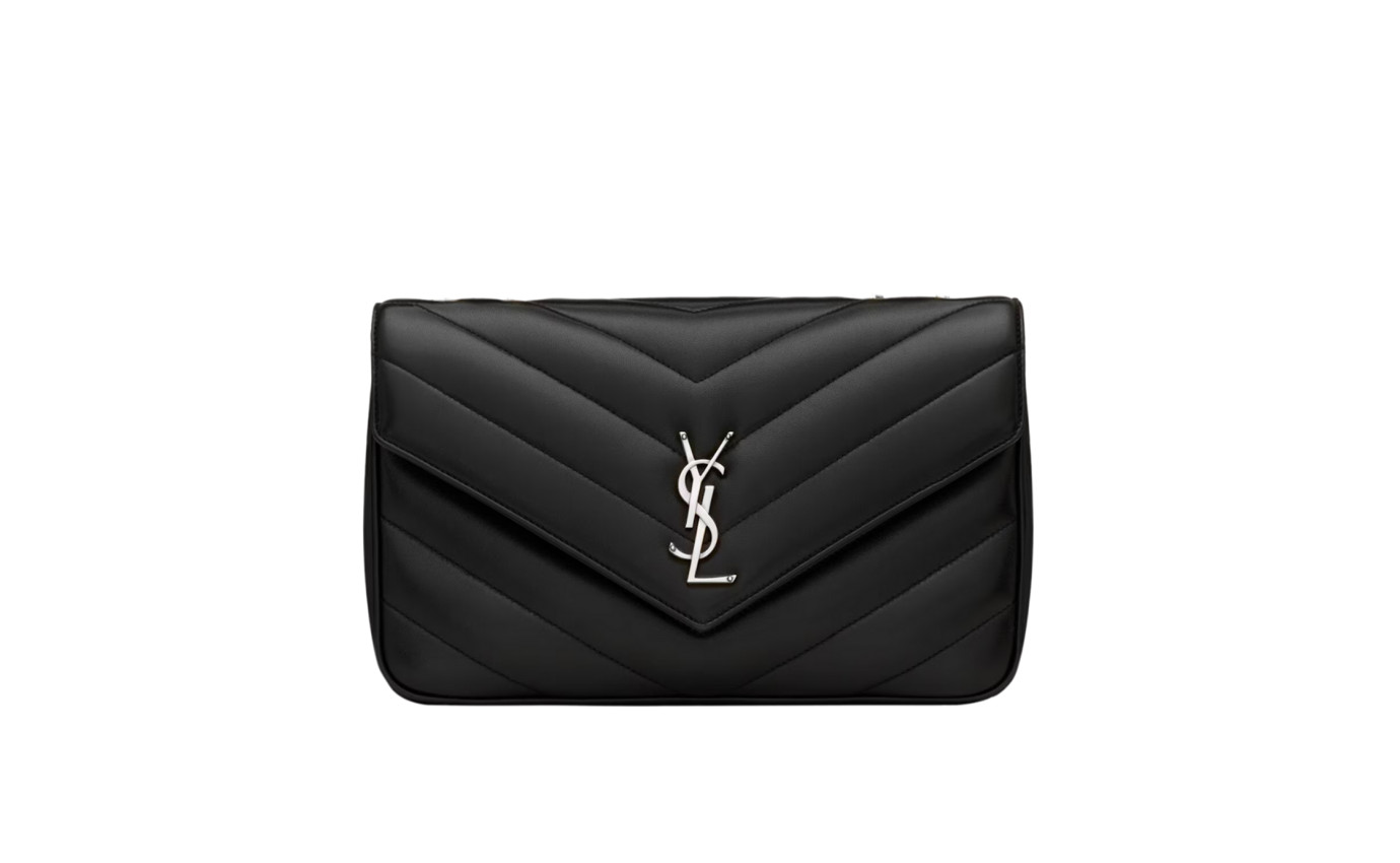 Visuel 1 : Saint Laurent Sac | Loulou medium en cuir noir et argent | Boutique Parenthese Bordeaux