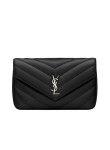 Visuel 1 : Saint Laurent Sac | Loulou medium en cuir noir et argent | Boutique Parenthese Bordeaux