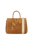 Visuel 2 : Saint Laurent Sac de jour small en suède caramel cognac| Boutique Parenthese Bordeaux