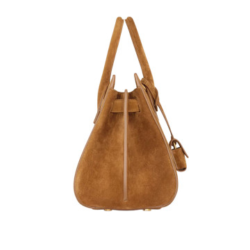 Visuel 4 : Saint Laurent Sac de jour small en suède caramel cognac| Boutique Parenthese Bordeaux