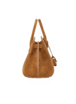 Visuel 4 : Saint Laurent Sac de jour small en suède caramel cognac| Boutique Parenthese Bordeaux