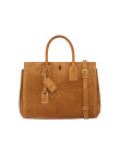 Visuel 1 : Saint Laurent Sac de jour small en suède caramel cognac| Boutique Parenthese Bordeaux