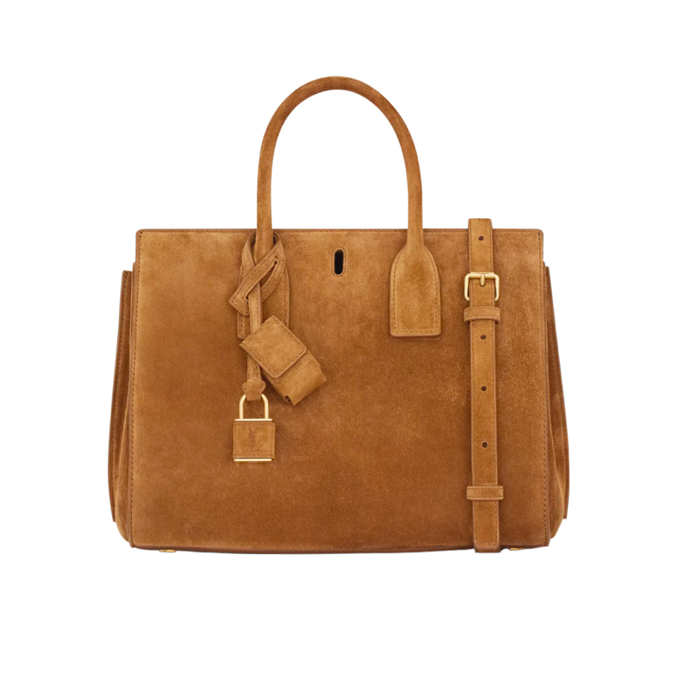 Visuel 1 : Saint Laurent Sac de jour small en suède caramel cognac| Boutique Parenthese Bordeaux