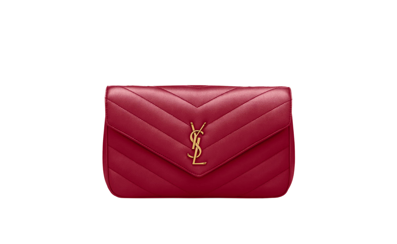 Visuel 1 : Saint Laurent Sac | Loulou medium en cuir rouge et or | Boutique Parenthese Bordeaux