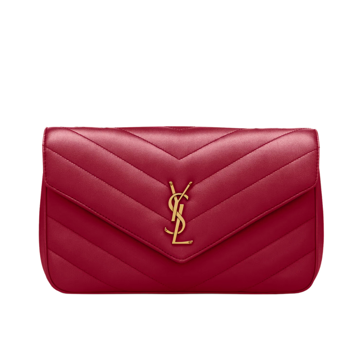 Visuel 1 : Saint Laurent Sac | Loulou medium en cuir rouge et or | Boutique Parenthese Bordeaux