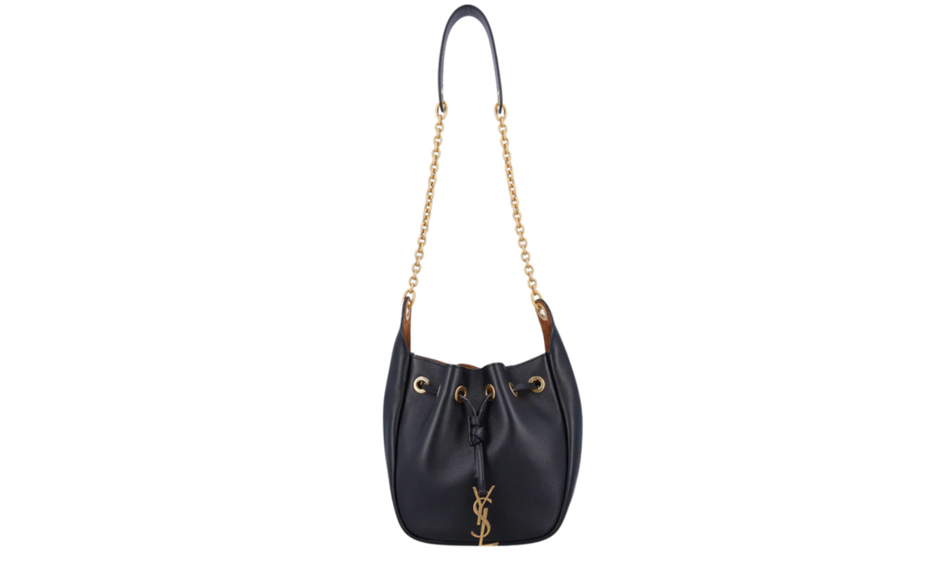 Visuel 1 : Collection Saint Laurent Bordeaux | Sac Supple Bucket en cuir noir| Parenthese Bordeaux