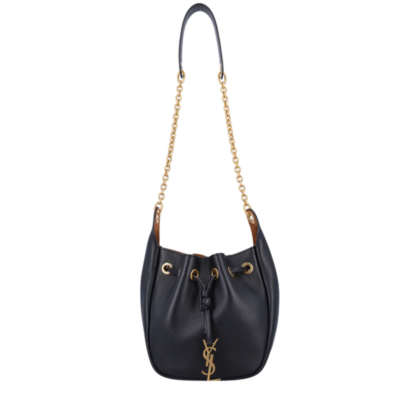 Visuel 1 : Collection Saint Laurent Bordeaux | Sac Supple Bucket en cuir noir| Parenthese Bordeaux