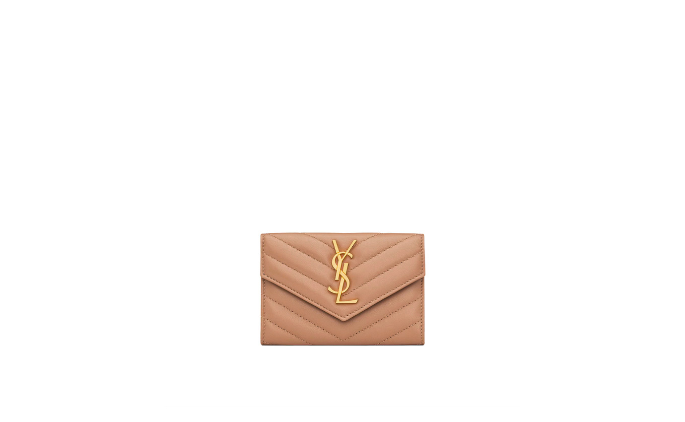 Visuel 1 : Saint Laurent Accessoire | Portefeuille Cassandre en cuir nude| Boutique Parenthese
