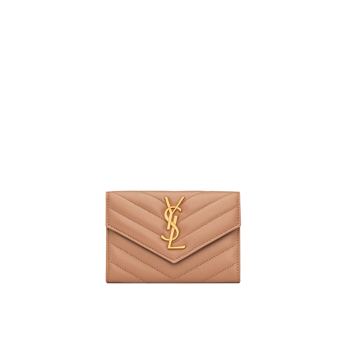 Visuel 1 : Saint Laurent Accessoire | Portefeuille Cassandre en cuir nude| Boutique Parenthese