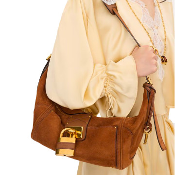 Visuel 3 : Chloé Sac Paddington Besace en veau velours vintage brown| Boutique de sacs de Luxe Parenthese