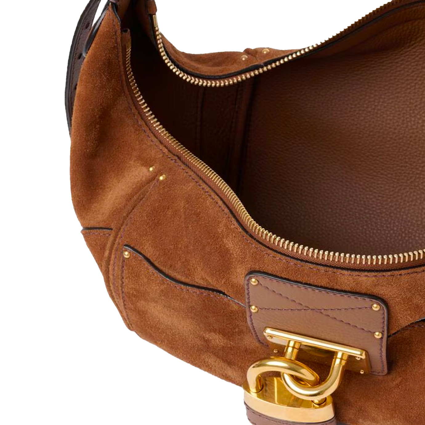 Visuel 4 : Chloé Sac Paddington Besace en veau velours vintage brown| Boutique de sacs de Luxe Parenthese