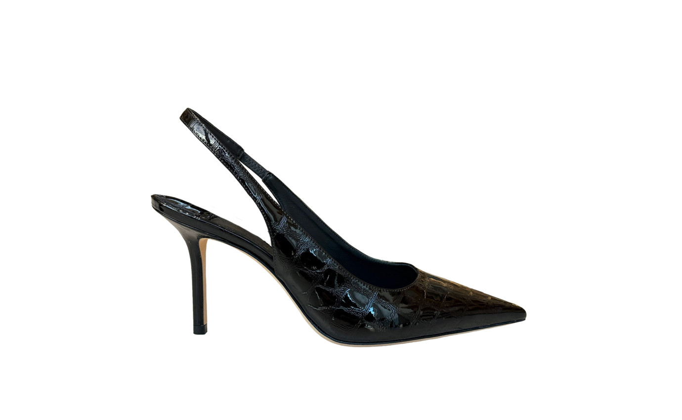 Visuel 1 : Jimmy Choo | Escarpin Love Slingback vernis croco noir| Boutique Parenthese Bordeaux