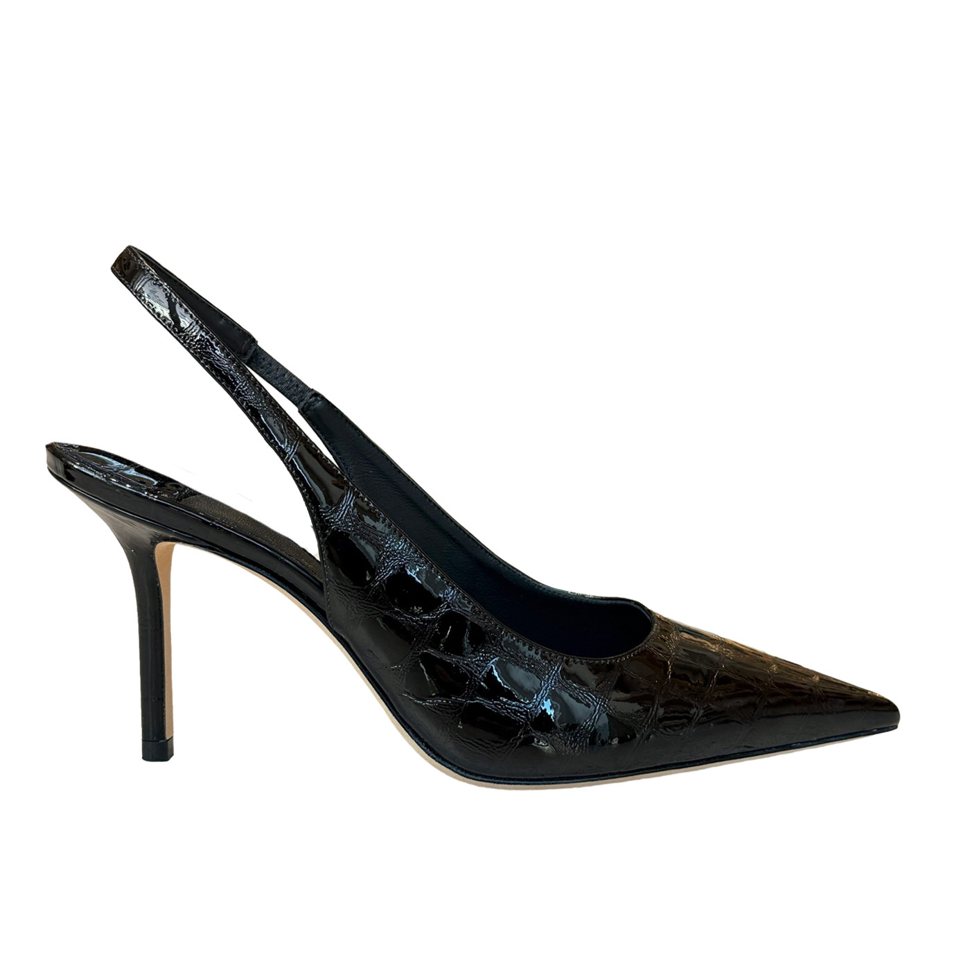 Visuel 1 : Jimmy Choo | Escarpin Love Slingback vernis croco noir| Boutique Parenthese Bordeaux