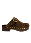 Visuel 1 : Collection Chloé Bordeaux | Chaussures sabot Jeannette en veau velours marron| Boutique Luxe Parenthese Bordeaux