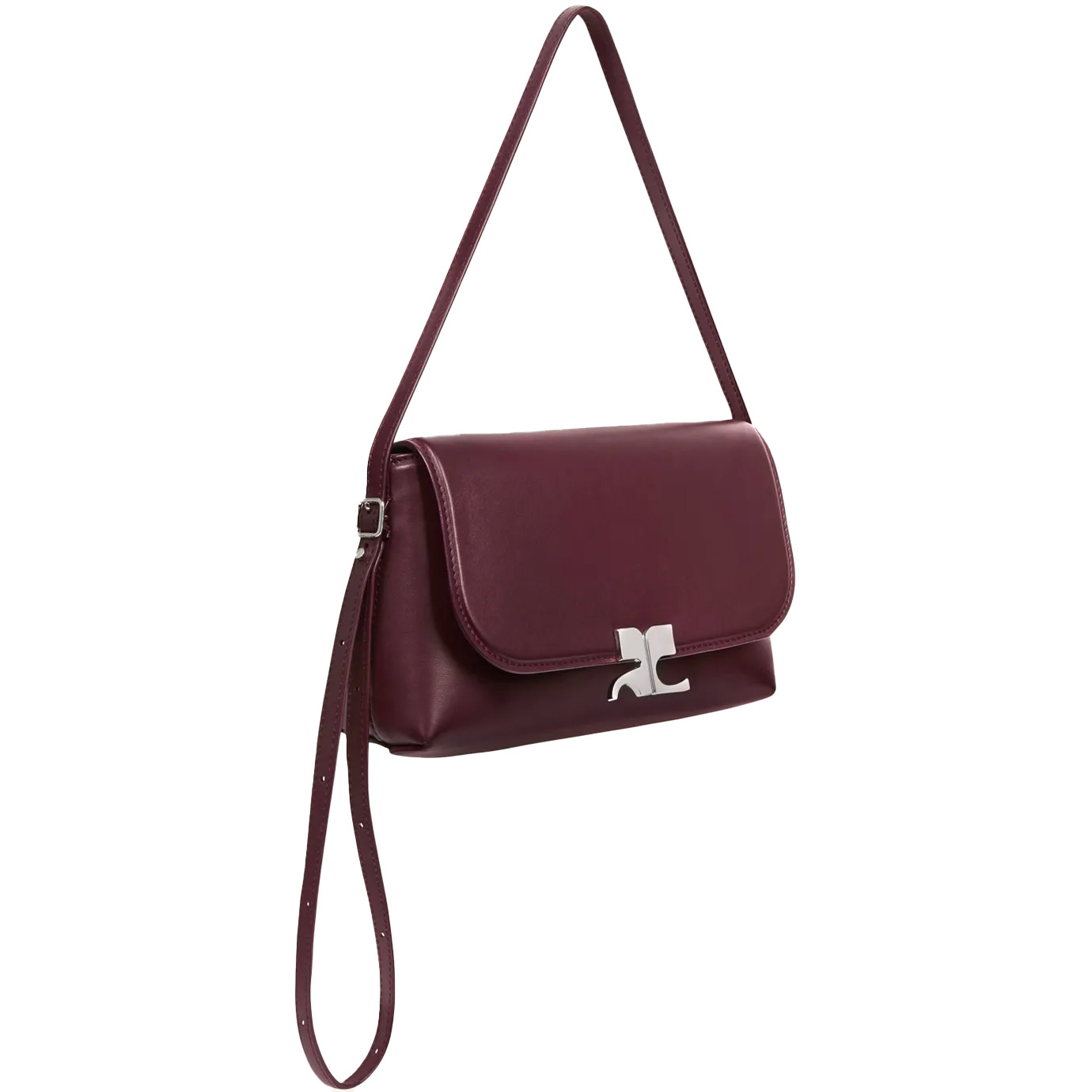 Visuel 3 : Courrèges | Sac Icotype en cuir de veau liss burgundy | Boutique Parenthese Bordeaux