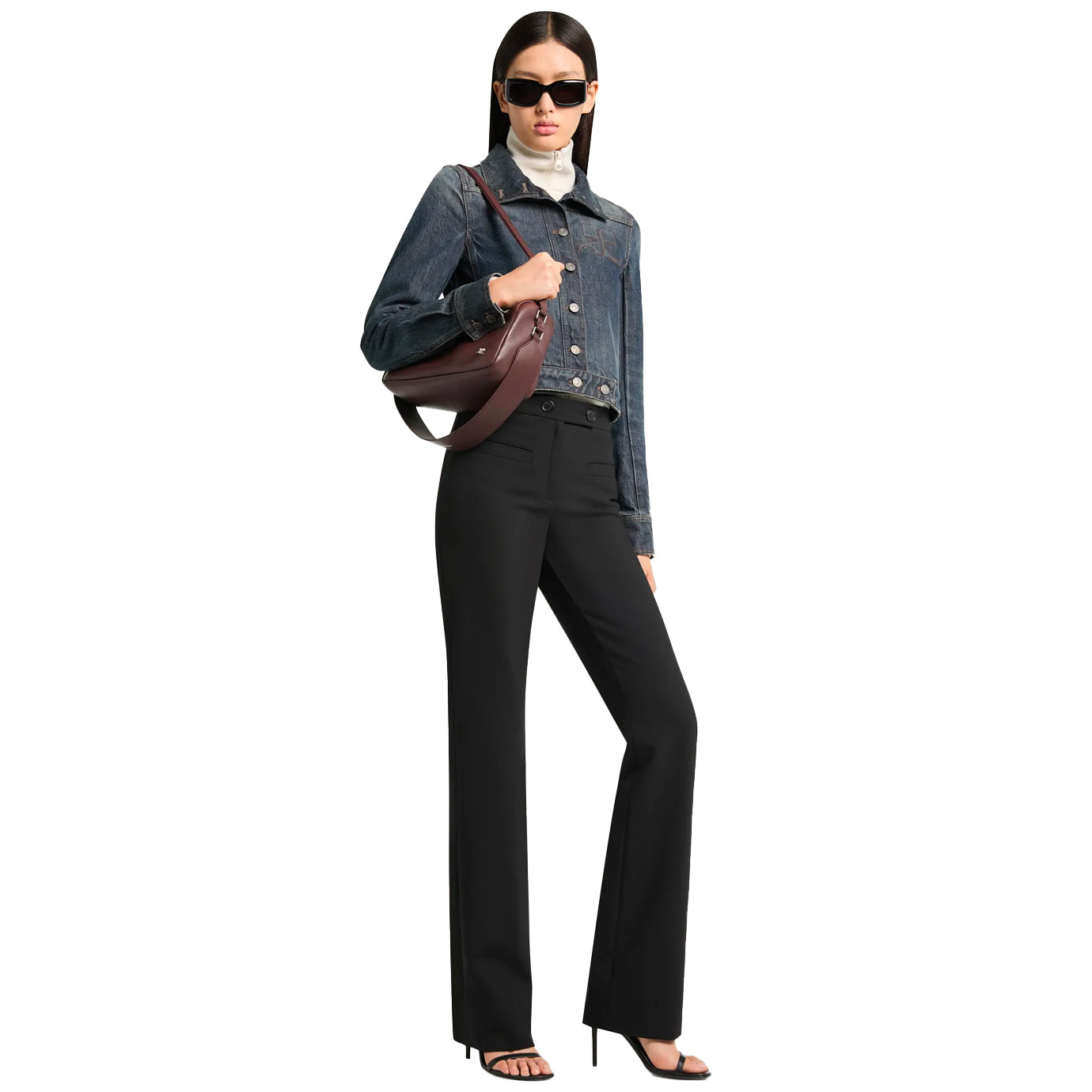 Visuel 2 : Courrèges | Sac Three Sixty médium en cuir burgundy | Boutique Parenthese Bordeaux