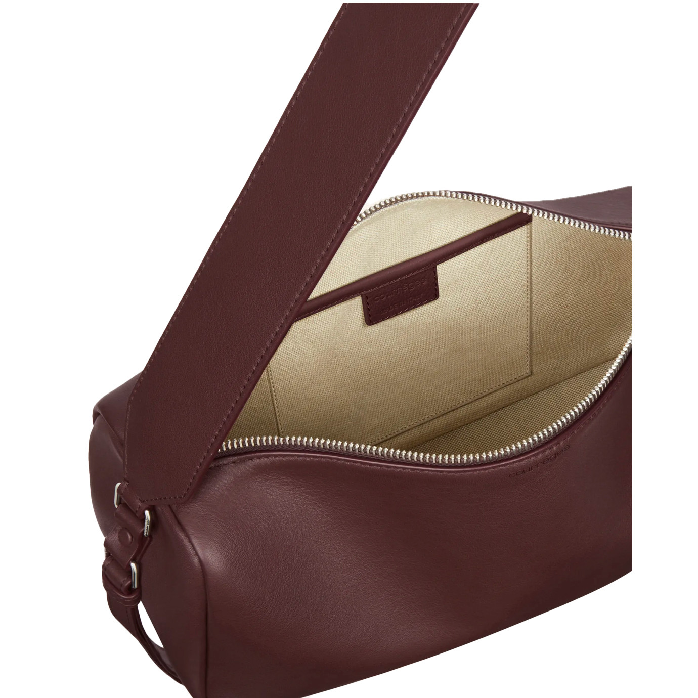 Visuel 6 : Courrèges | Sac Three Sixty médium en cuir burgundy | Boutique Parenthese Bordeaux