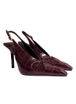 Visuel 2 : Collection Jacquemus Bordeaux | Les slingbacks en cuir effet croco burgundy| Parenthese Bordeaux