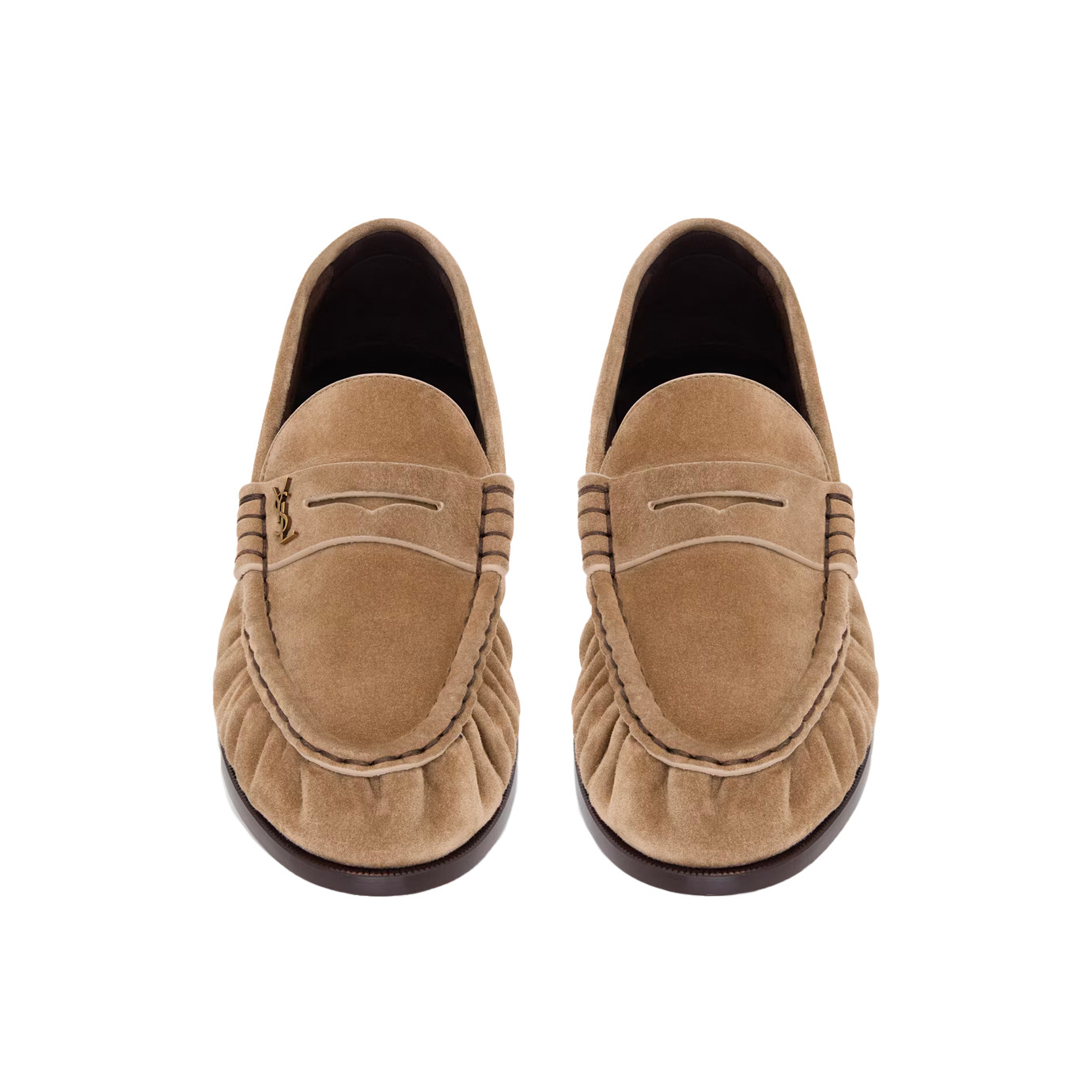 Visuel 2 : Saint Laurent Chaussure | Le loafer Supple en veau velours nude | Boutique Parenthese Bordeaux