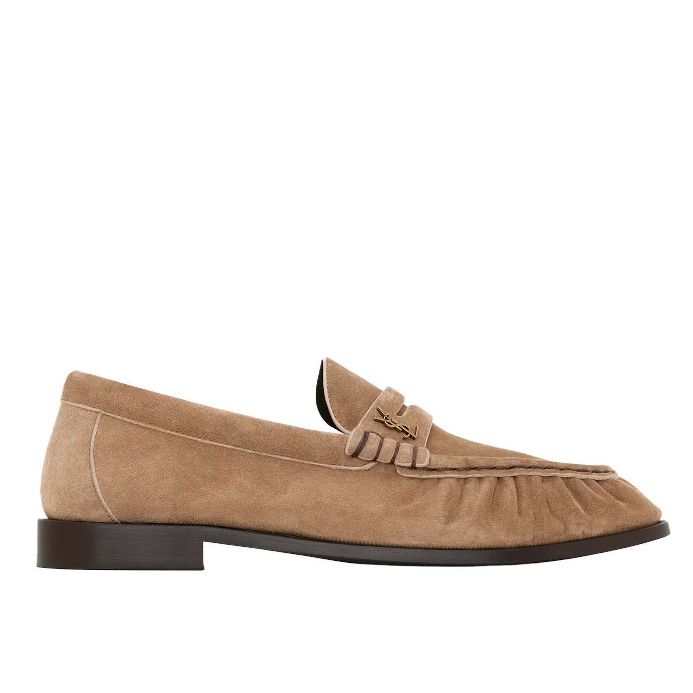 Visuel 1 : Saint Laurent Chaussure | Le loafer Supple en veau velours nude | Boutique Parenthese Bordeaux