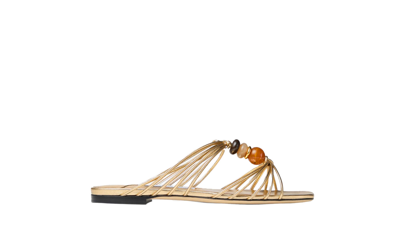 Visuel 1 : Collection Jimmy Choo| Mule plate Lova gold | Boutique Parenthese Bordeaux