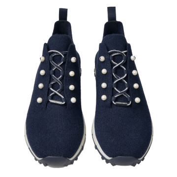 Visuel 5 : jimmy Choo | Sneakers Veles en cachemire marine| Boutique Parenthese Bordeaux