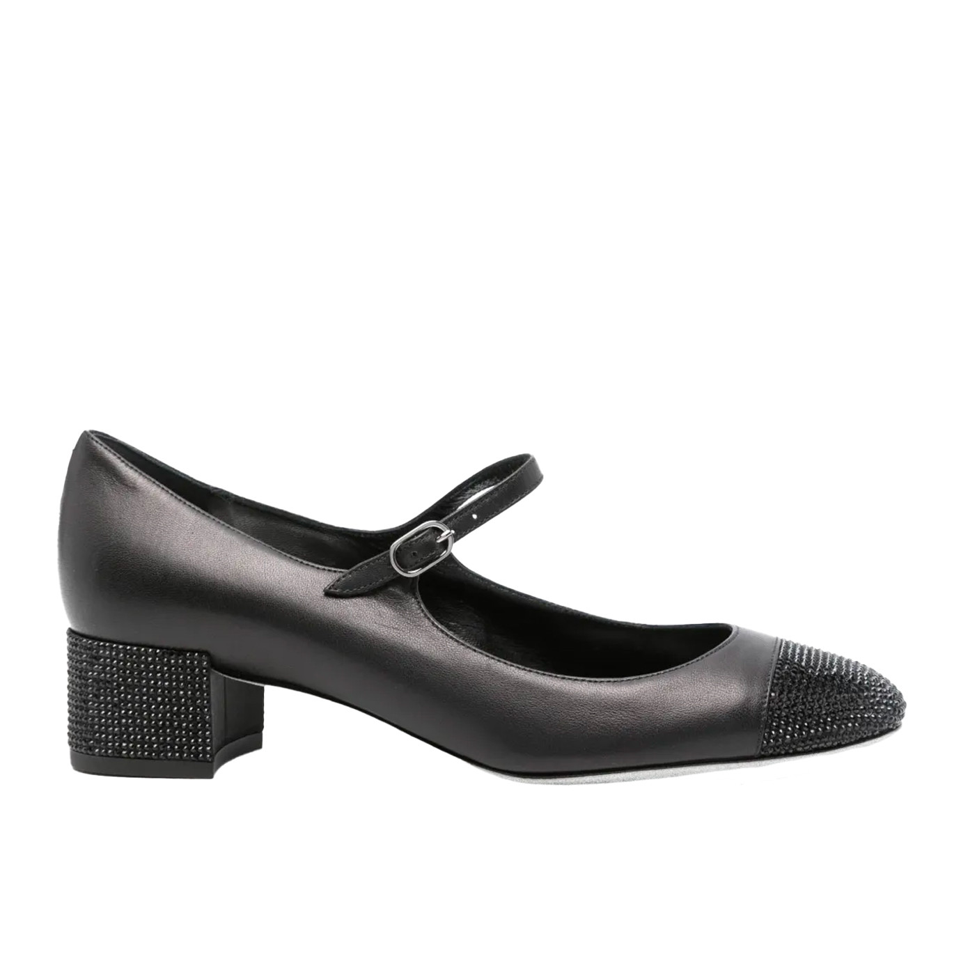 Visuel 1 : Collection René Caovilla Bordeaux | Kristen Mary Jane en cuir noir| Boutique de chaussures de Luxe pour femme
