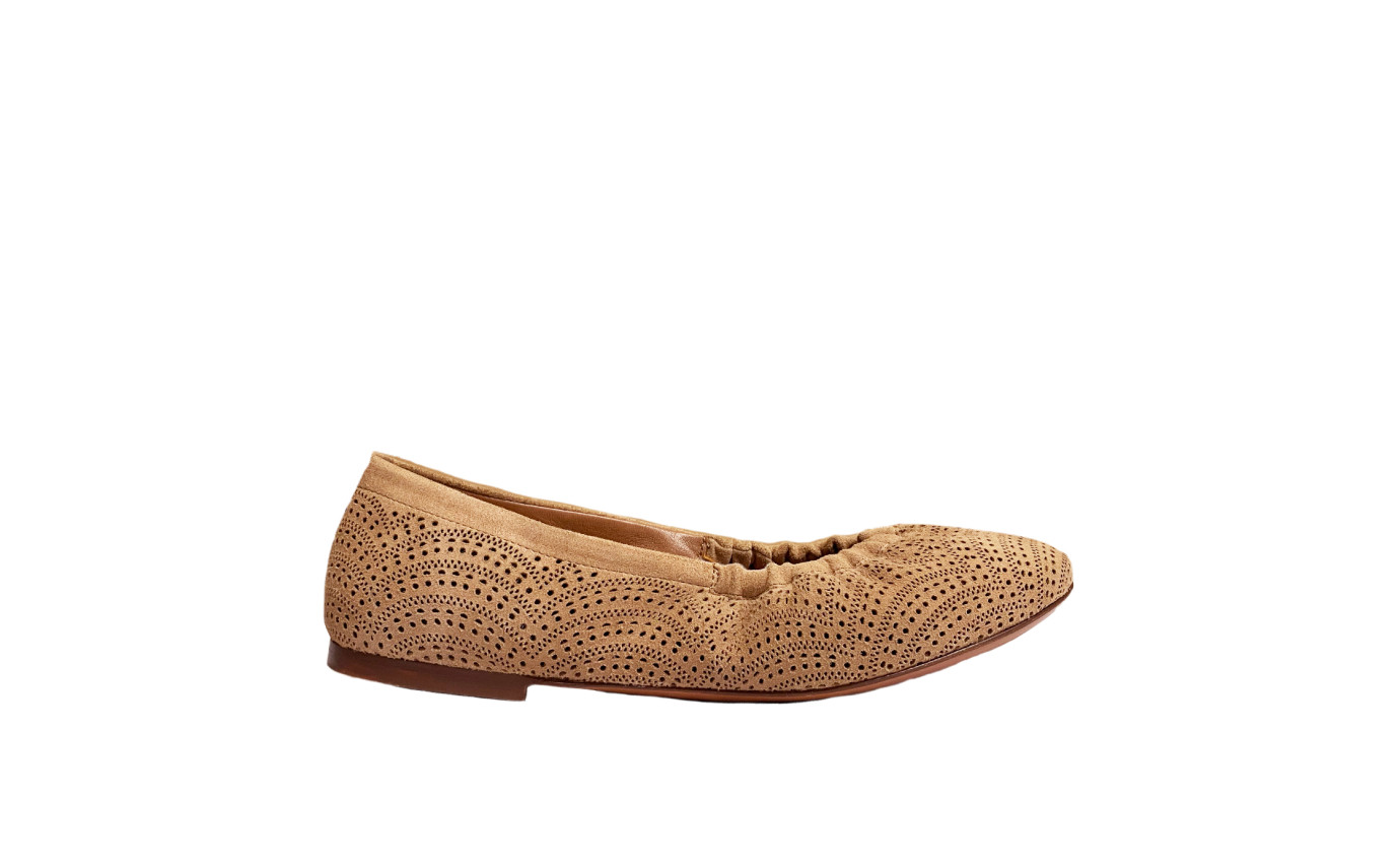 Visuel 1 : Alaïa | Ballerine en veau velours nude | Boutique Parenthese