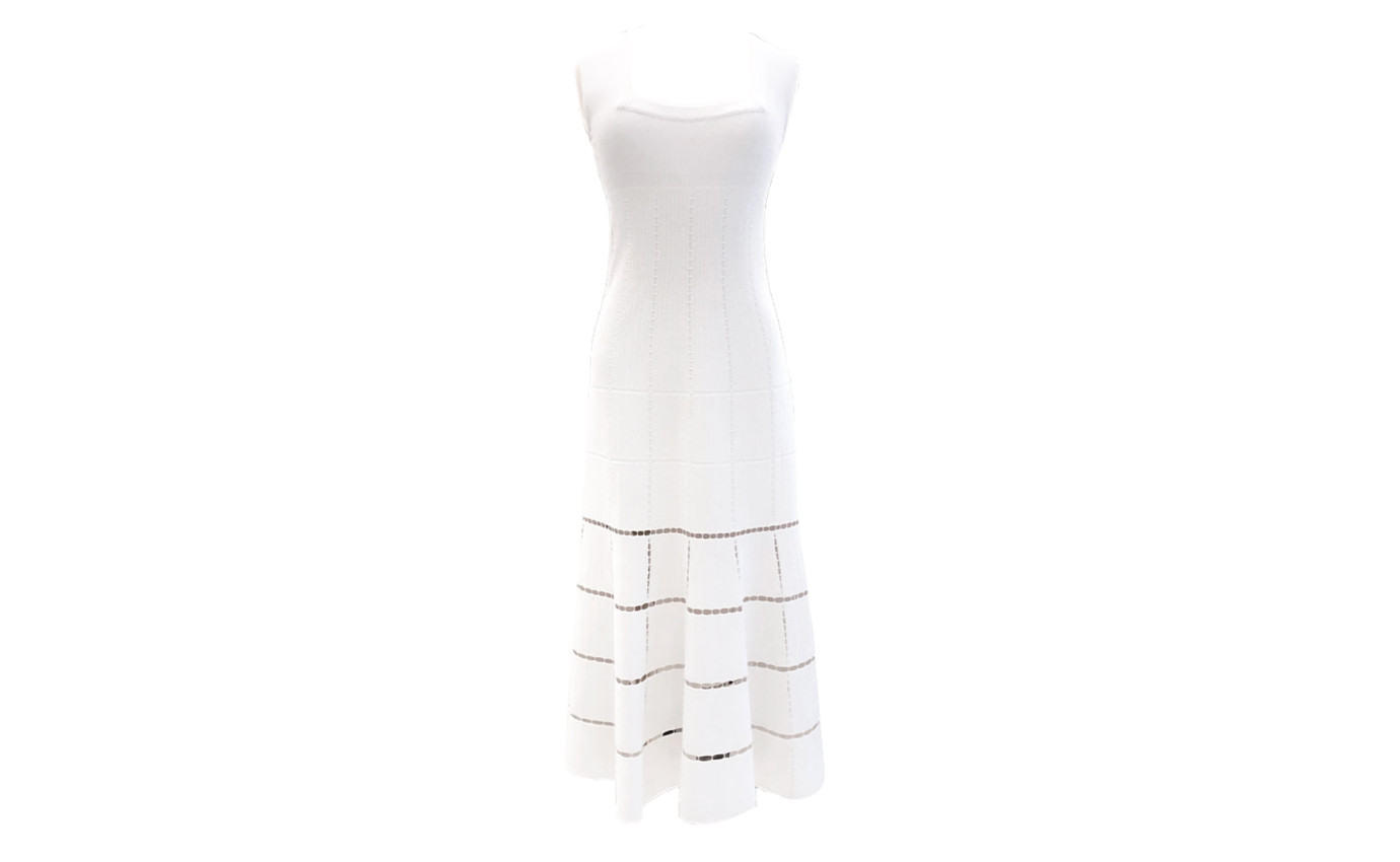 Visuel 1 : Collection Alaia Bordeaux | Robe longue blanche ajourée | Robe de Luxe Parenthese Bordeaux
