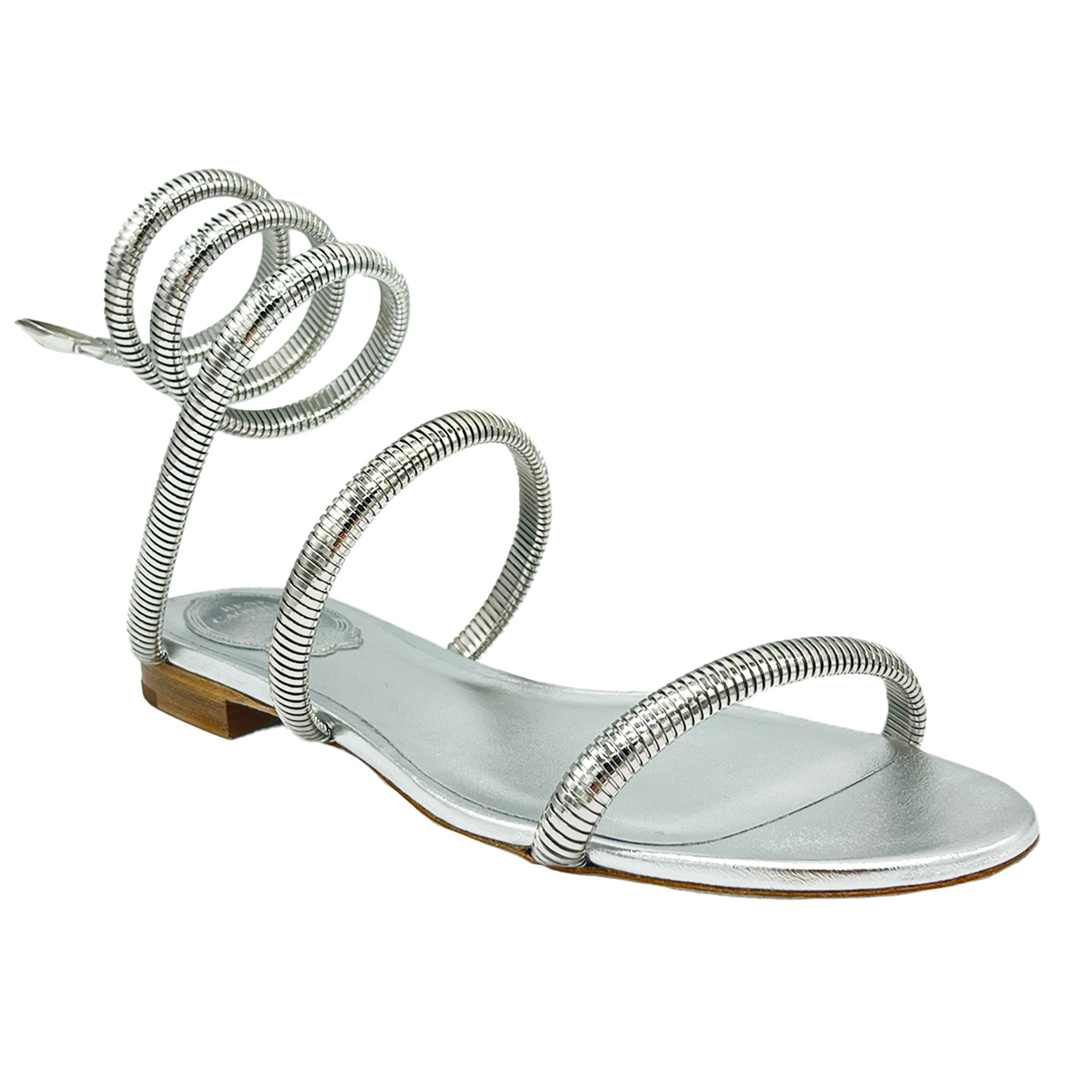 Visuel 2 : René Caovilla |Chaussures de luxe pour femme |Sandales Juniper plate argent| Boutique Parenthese Bordeaux