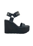Visuel 1 : Collection Gianvito Rossi Bordeaux | Sandale compensee en cuir noir | Boutique de chaussures de Luxe Parenthese