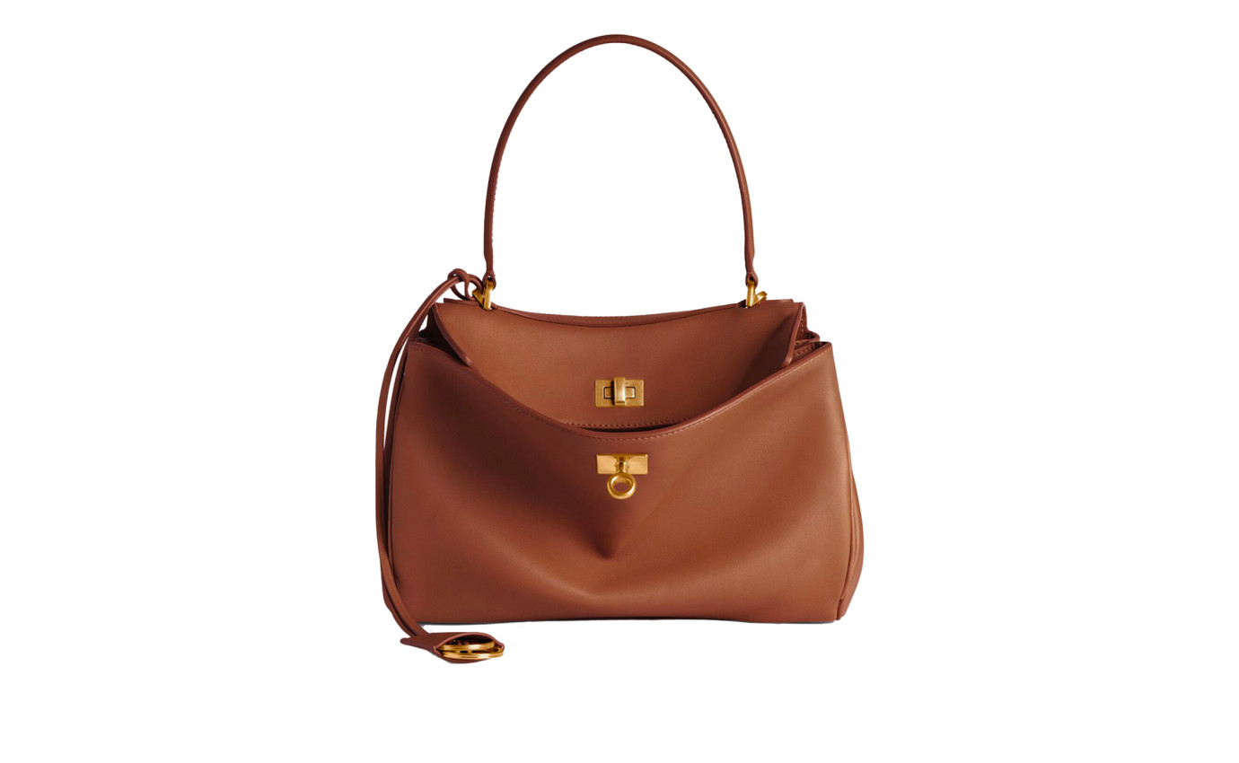 Visuel 1 : Collection Balenciaga Bordeaux | Sac Rodeo small en cuir new tan| Sac de Luxe Parenthese Bordeaux