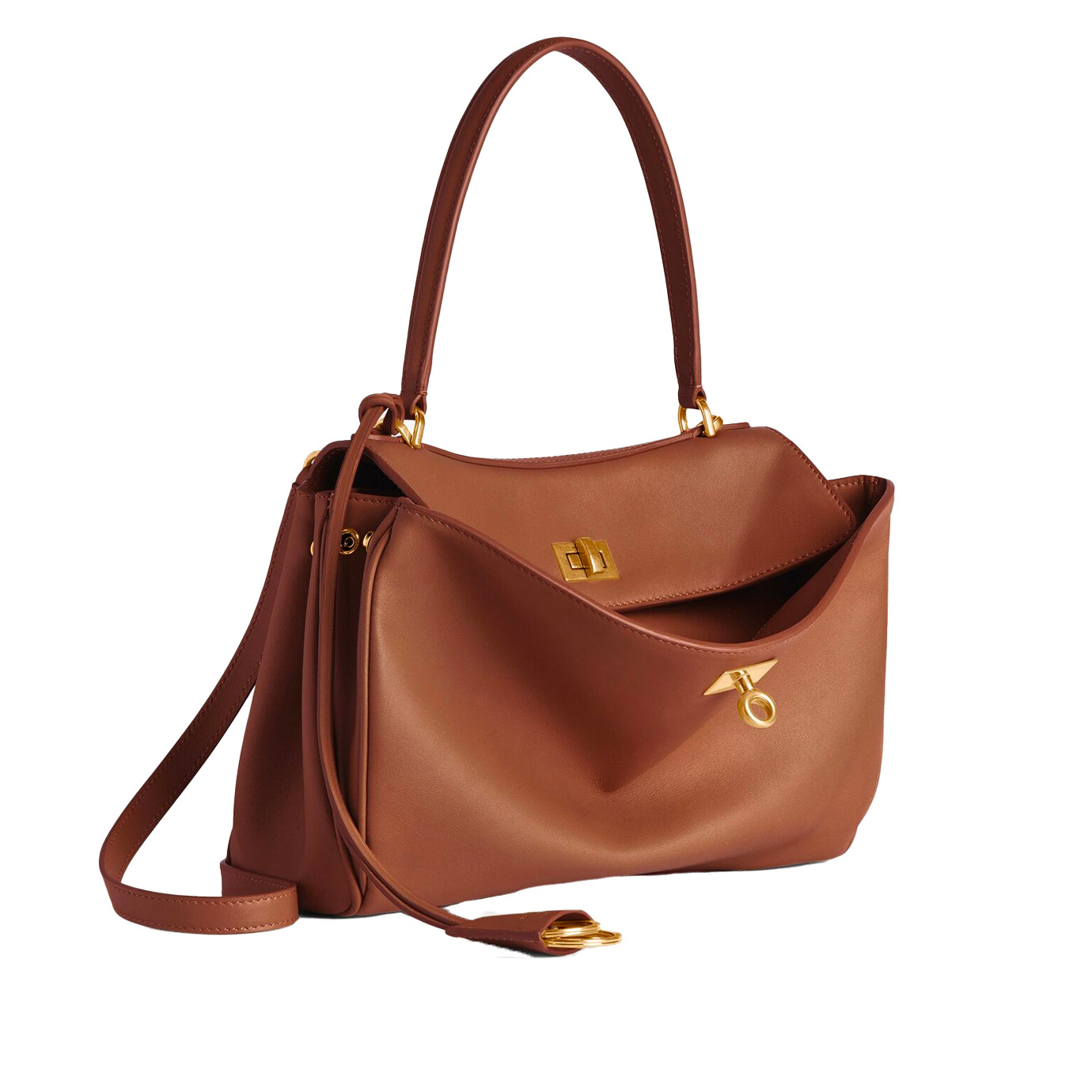 Visuel 2 : Collection Balenciaga Bordeaux | Sac Rodeo small en cuir new tan| Sac de Luxe Parenthese Bordeaux