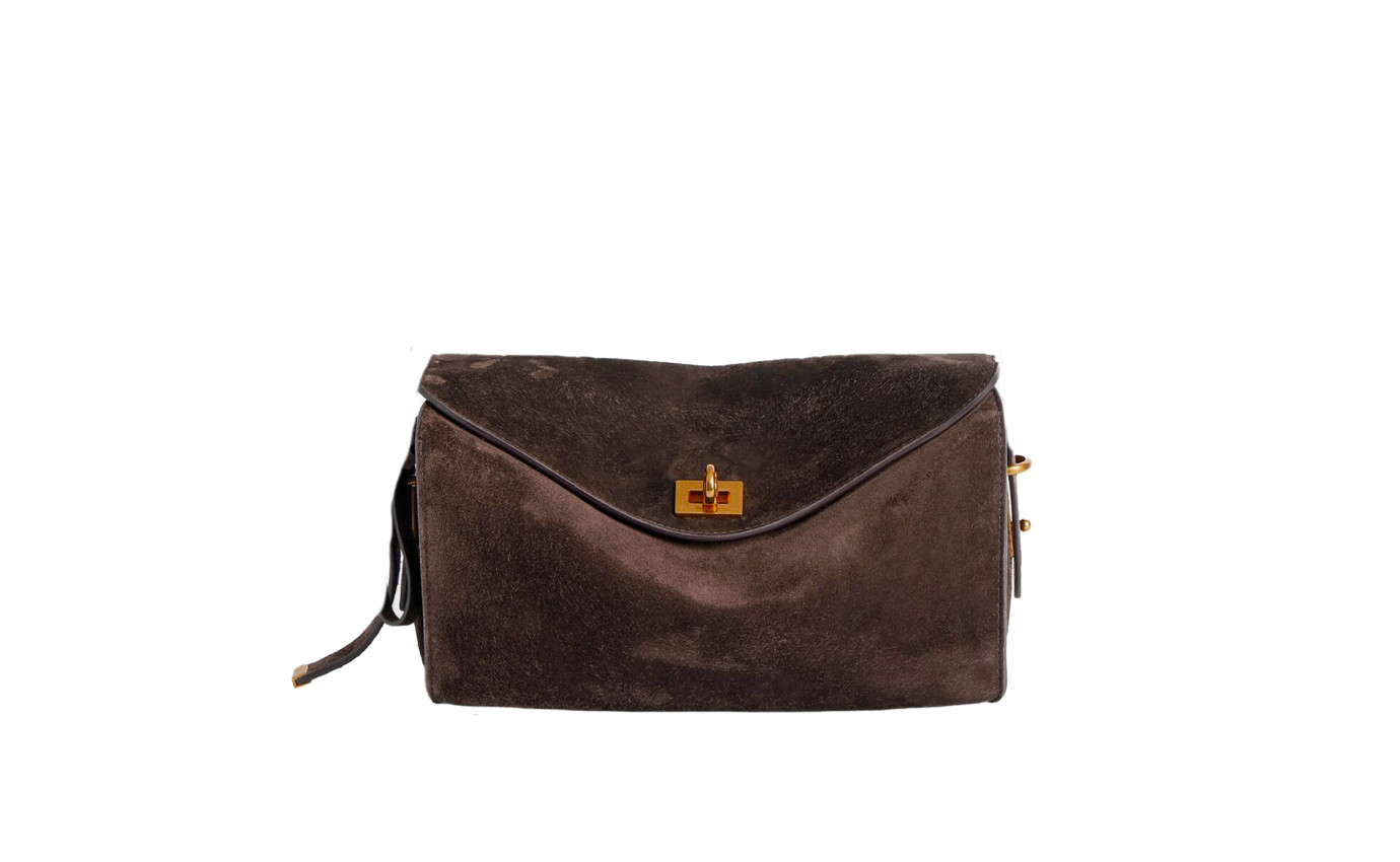 Visuel 1 : Collection Balenciaga Bordeaux | Sac Le 7 en veau velours moka et cuir nappa rubis| Sac de Luxe Parenthese Bordeaux