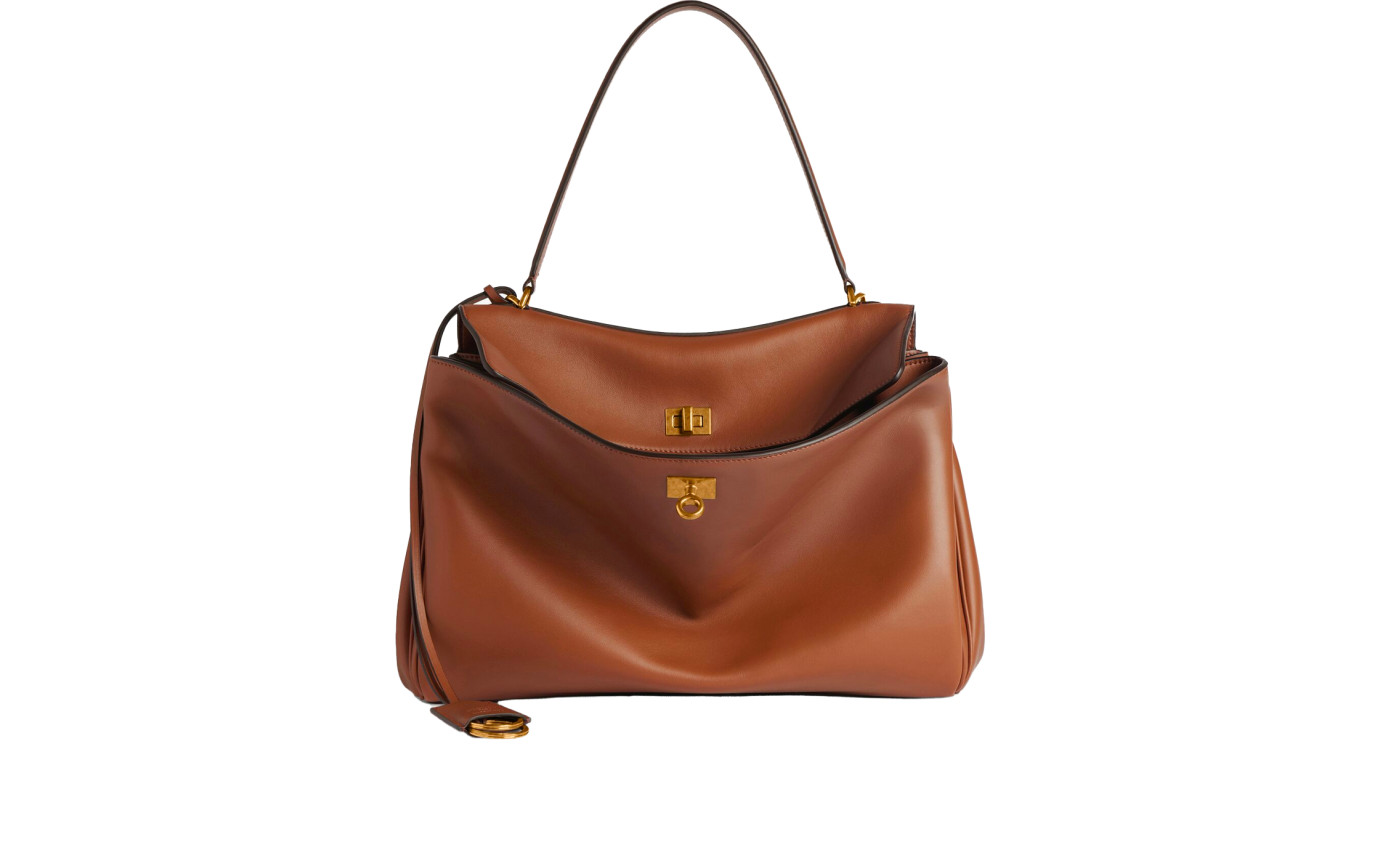 Visuel 1 : Collection Balenciaga Bordeaux | Sac Rodeo médium en cuir new tan| Sac de Luxe Parenthese Bordeaux