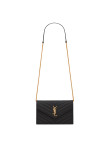 Visuel 2 : Saint Laurent | Pochette Chain Wallet Cassandre small en cuir grainé noir et or | Boutique Parenthese