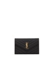 Visuel 1 : Saint Laurent | Pochette Chain Wallet Cassandre small en cuir grainé noir et or | Boutique Parenthese
