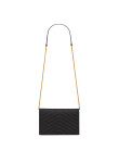 Visuel 3 : Saint Laurent | Pochette Chain Wallet Cassandre small en cuir grainé noir et or | Boutique Parenthese