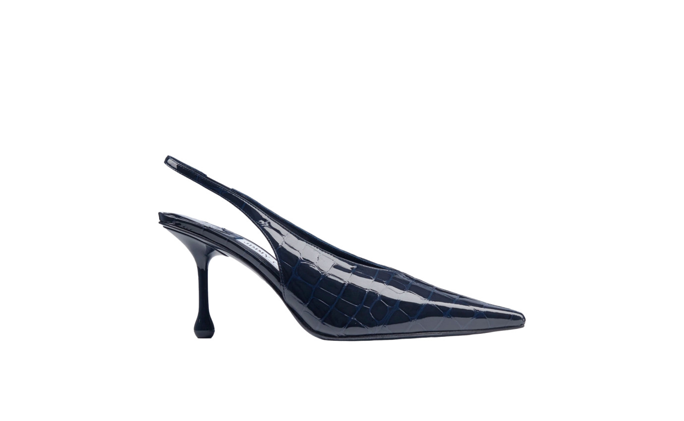 Visuel 1 : jimmy Choo | Escarpin Isa en croco marine| Boutique Parenthese Bordeaux
