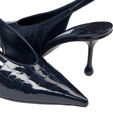 Visuel 3 : jimmy Choo | Escarpin Isa en croco marine| Boutique Parenthese Bordeaux