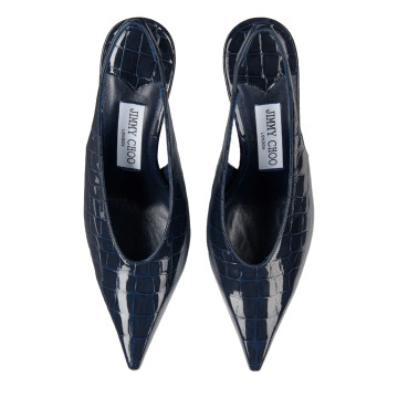 Visuel 4 : jimmy Choo | Escarpin Isa en croco marine| Boutique Parenthese Bordeaux
