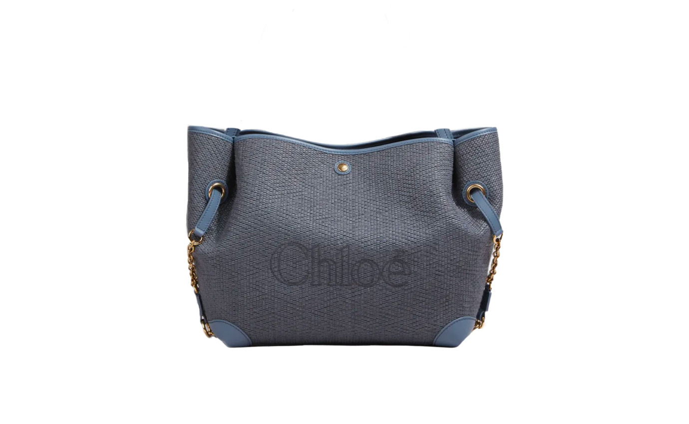 Visuel 1 : Chloé| Cabas Clover en toile et cuir bleu| Boutique Parenthese Bordeaux