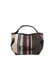 Visuel 1 : Chloé| Cabas Clover en toile et cuir kohl brown et rayé| Boutique Parenthese Bordeaux