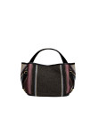 Visuel 3 : Chloé| Cabas Clover en toile et cuir kohl brown et rayé| Boutique Parenthese Bordeaux